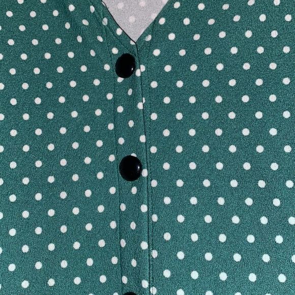 Vf Show Green Polka Dot Button Down Tie Dress - Picture 3 of 6